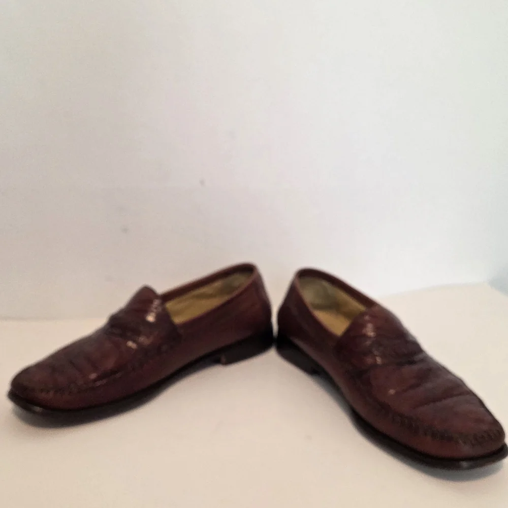 Genuine Caiman Alligator Imperial Loafers Brown Florsheim Imperial Mens Sz 38D